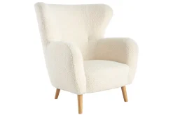 Online Miliboo Sillón de tejido blanco efecto lana rizada KORO