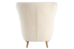 Online Miliboo Sillón de tejido blanco efecto lana rizada KORO