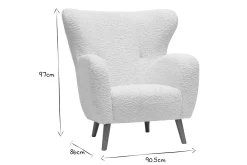 Online Miliboo Sillón de tejido blanco efecto lana rizada KORO