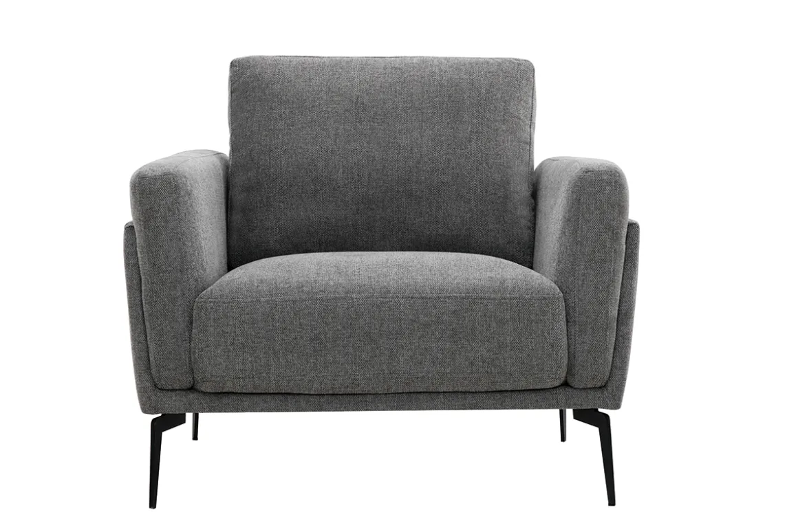 Best Sale Miliboo Sillón de tejido efecto aterciopelado texturizado gris MOSCO