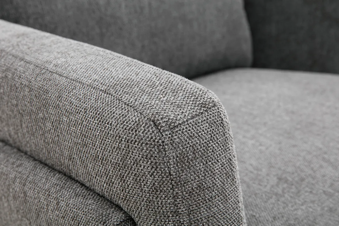 Best Sale Miliboo Sillón de tejido efecto aterciopelado texturizado gris MOSCO