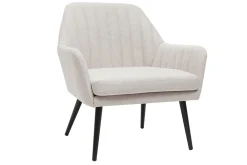 New Miliboo Sillón de tejido efecto aterciopelado texturizado beige y metal GASTON