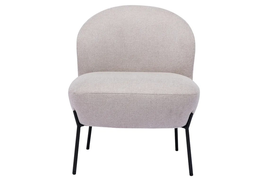 Flash Sale Miliboo Sillón de tejido efecto aterciopelado texturizado beige y metal negro BELEY