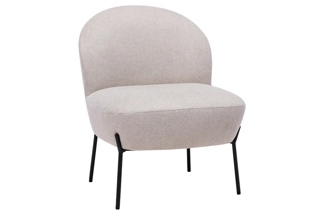 Flash Sale Miliboo Sillón de tejido efecto aterciopelado texturizado beige y metal negro BELEY