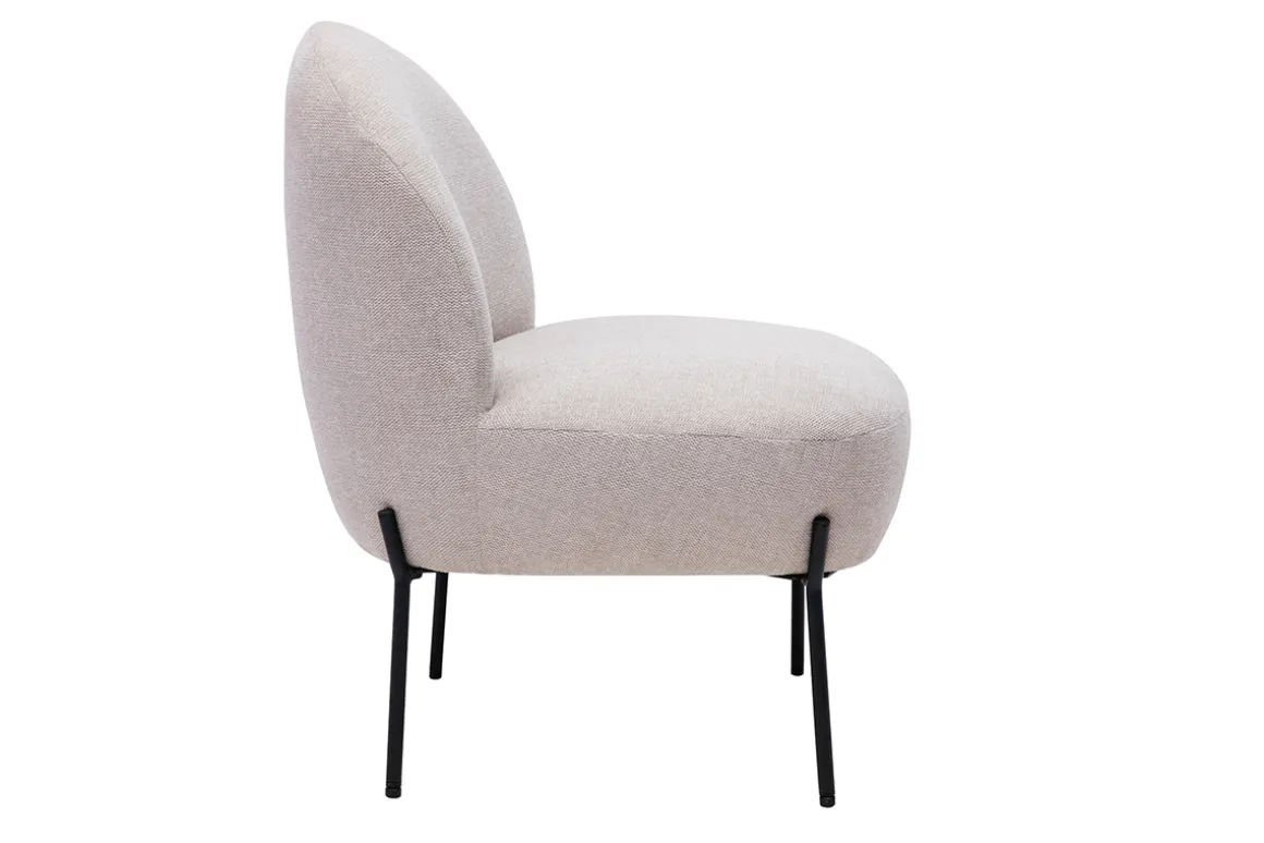 Flash Sale Miliboo Sillón de tejido efecto aterciopelado texturizado beige y metal negro BELEY