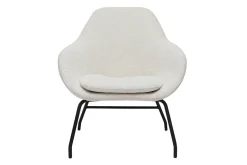 Online Miliboo Sillón de tejido efecto borreguillo color crudo y metal negro MAYNE