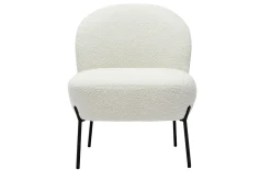Online Miliboo Sillón de tejido efecto borreguillo blanco y metal negro BELEY