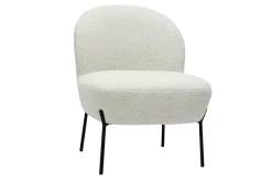 Online Miliboo Sillón de tejido efecto borreguillo blanco y metal negro BELEY