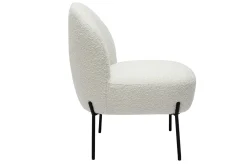 Online Miliboo Sillón de tejido efecto borreguillo blanco y metal negro BELEY