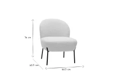 Online Miliboo Sillón de tejido efecto borreguillo blanco y metal negro BELEY