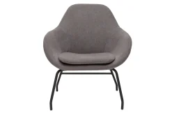 Cheap Miliboo Sillón de tela efecto aterciopelado gris y metal negro MAYNE