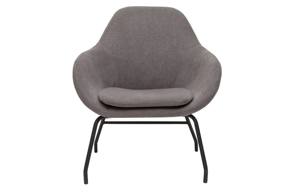 Cheap Miliboo Sillón de tela efecto aterciopelado gris y metal negro MAYNE