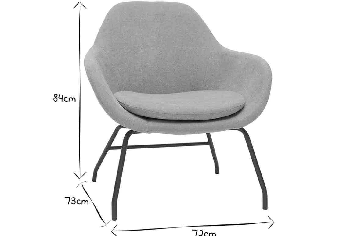 Cheap Miliboo Sillón de tela efecto aterciopelado gris y metal negro MAYNE
