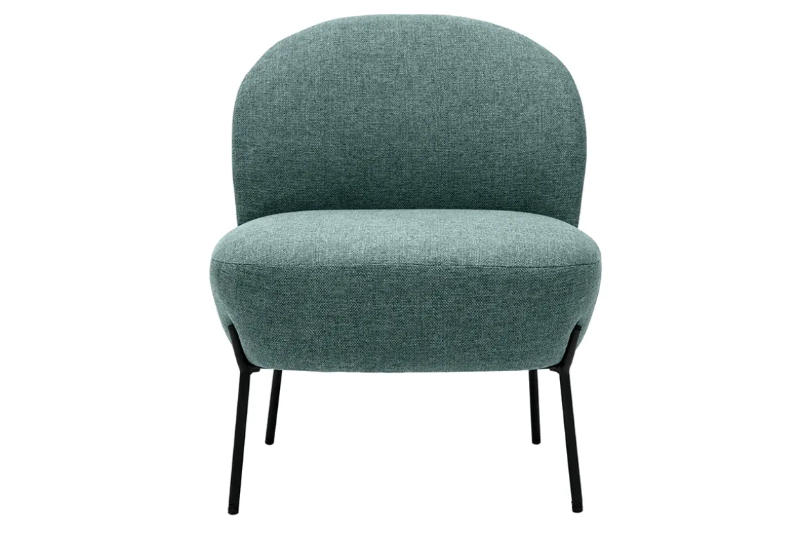 Cheap Miliboo Sillón de tela verde grisáceo y metal negro BELEY