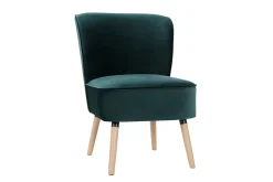 Online Miliboo Sillón de terciopelo azul petróleo y madera clara KAHLO