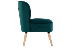 Online Miliboo Sillón de terciopelo azul petróleo y madera clara KAHLO