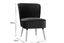Online Miliboo Sillón de terciopelo azul petróleo y madera clara KAHLO
