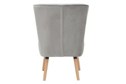 Fashion Miliboo Sillón de terciopelo gris claro y madera clara KAHLO