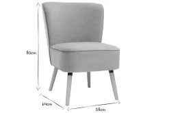 Fashion Miliboo Sillón de terciopelo gris claro y madera clara KAHLO