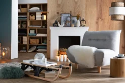 Cheap Miliboo Sillón diseño escandinavo gris y roble YUMI