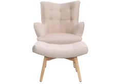 Shop Miliboo Sillón diseño escandinavo y reposapiés rosa y madera clara BRISTOL