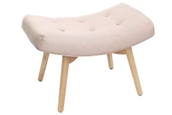 Shop Miliboo Sillón diseño escandinavo y reposapiés rosa y madera clara BRISTOL