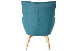 Hot Miliboo Sillón diseño escandinavo y reposapiés azul petróleo y madera clara BRISTOL