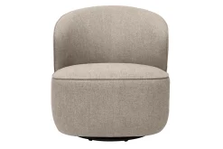 Flash Sale Miliboo Sillón diseño giratorio de tela efecto terciopelo texturizado color topo AMBER
