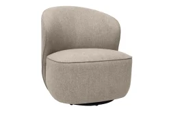 Flash Sale Miliboo Sillón diseño giratorio de tela efecto terciopelo texturizado color topo AMBER