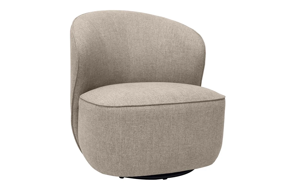 Flash Sale Miliboo Sillón diseño giratorio de tela efecto terciopelo texturizado color topo AMBER