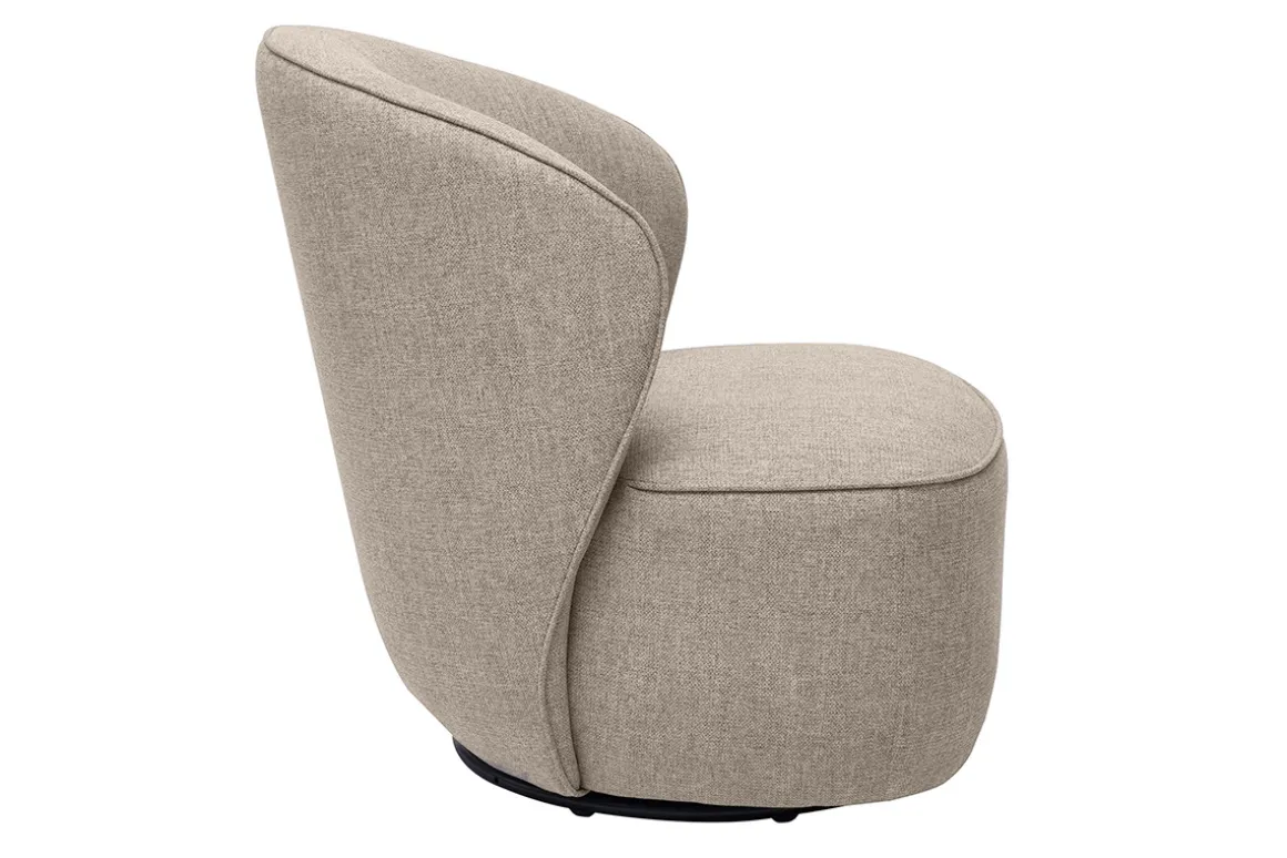 Flash Sale Miliboo Sillón diseño giratorio de tela efecto terciopelo texturizado color topo AMBER
