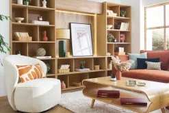 Flash Sale Miliboo Sillón diseño giratorio de tela efecto terciopelo texturizado color topo AMBER