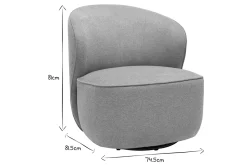 Flash Sale Miliboo Sillón diseño giratorio de tela efecto terciopelo texturizado color topo AMBER