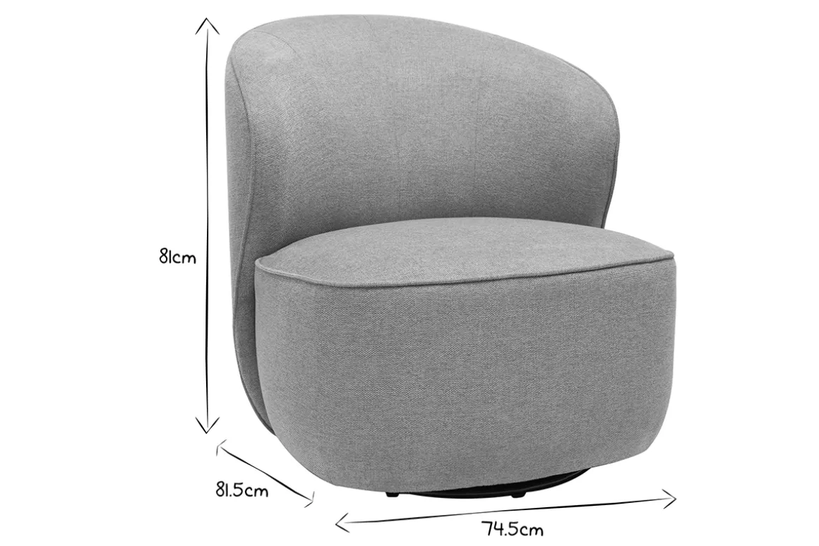 Flash Sale Miliboo Sillón diseño giratorio de tela efecto terciopelo texturizado color topo AMBER