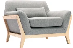 Outlet Miliboo Sillón diseño gris patas madera YOKO