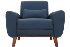 New Miliboo Sillón diseño tejido azul y patas nogal EKTOR