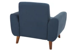 New Miliboo Sillón diseño tejido azul y patas nogal EKTOR