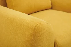 Store Miliboo Sillón diseño tejido efecto terciopelo amarillo mostaza y patas roble EKTOR