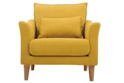New Miliboo Sillón diseño tejido efecto terciopelo amarillo mostaza y roble KATE