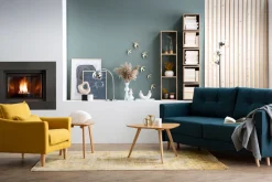 New Miliboo Sillón diseño tejido efecto terciopelo amarillo mostaza y roble KATE