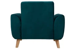Sale Miliboo Sillón diseño tejido efecto terciopelo azul petróleo y patas roble EKTOR