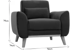 Sale Miliboo Sillón diseño tejido efecto terciopelo azul petróleo y patas roble EKTOR