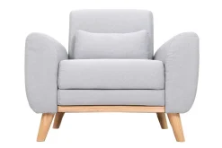 Store Miliboo Sillón diseño tejido gris y roble EKTOR