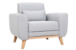 Store Miliboo Sillón diseño tejido gris y roble EKTOR