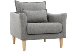 Shop Miliboo Sillón diseño tejido gris y y roble KATE