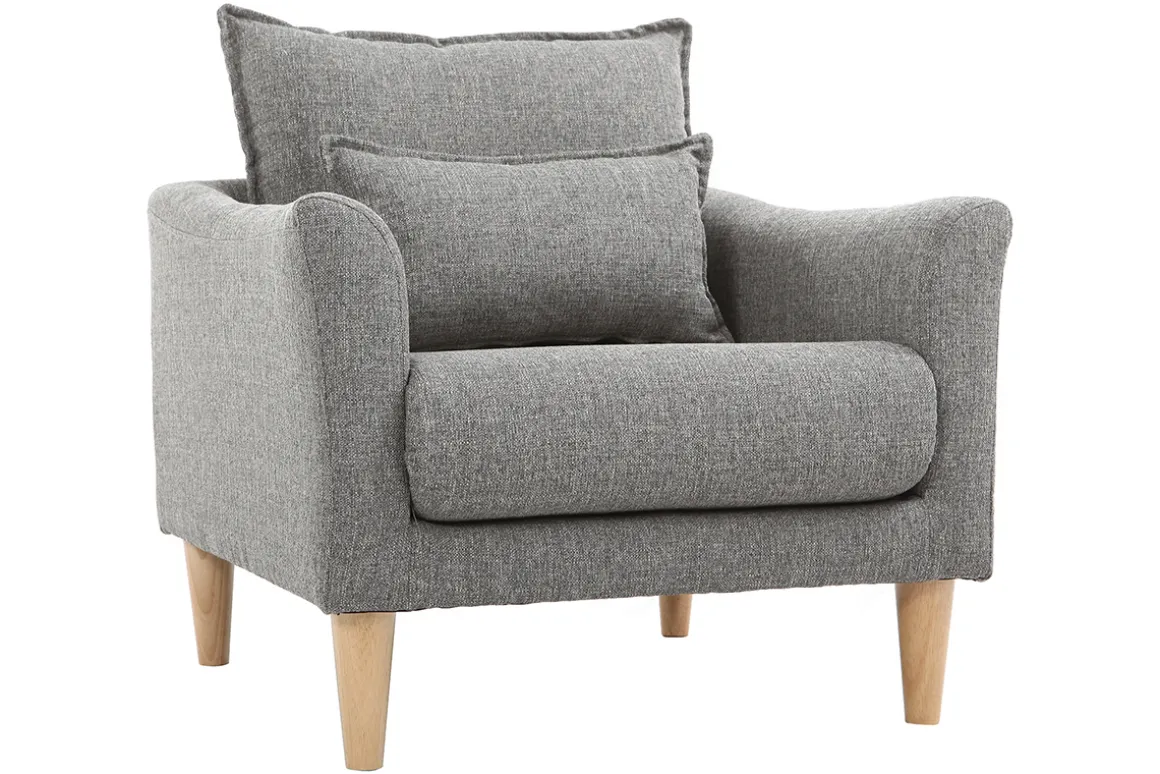 Shop Miliboo Sillón diseño tejido gris y y roble KATE