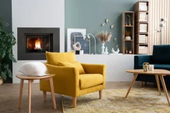 Shop Miliboo Sillón diseño tejido gris y y roble KATE