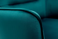 Discount Miliboo Sillón en tejido efecto terciopelo azul petróleo LAURENS