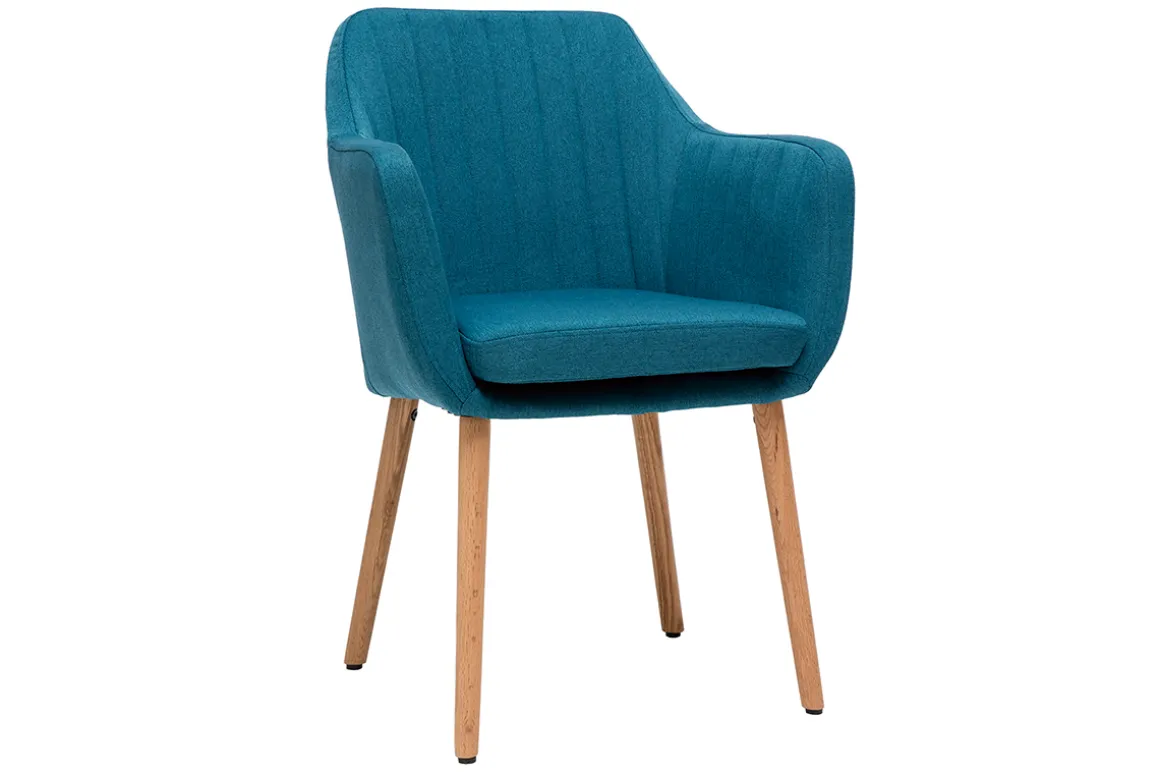 Best Sale Miliboo Sillón escandinavo azul petróleo y patas roble ALEYNA