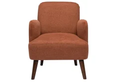 Shop Miliboo Sillón escandinavo de terciopelo texturizado en color tierra quemada y madera oscura ISKO